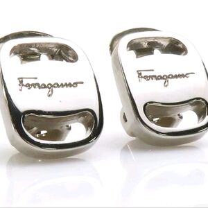 Auth Salvatore Ferragamo Vala Earrings Silver metal/ Last Pair